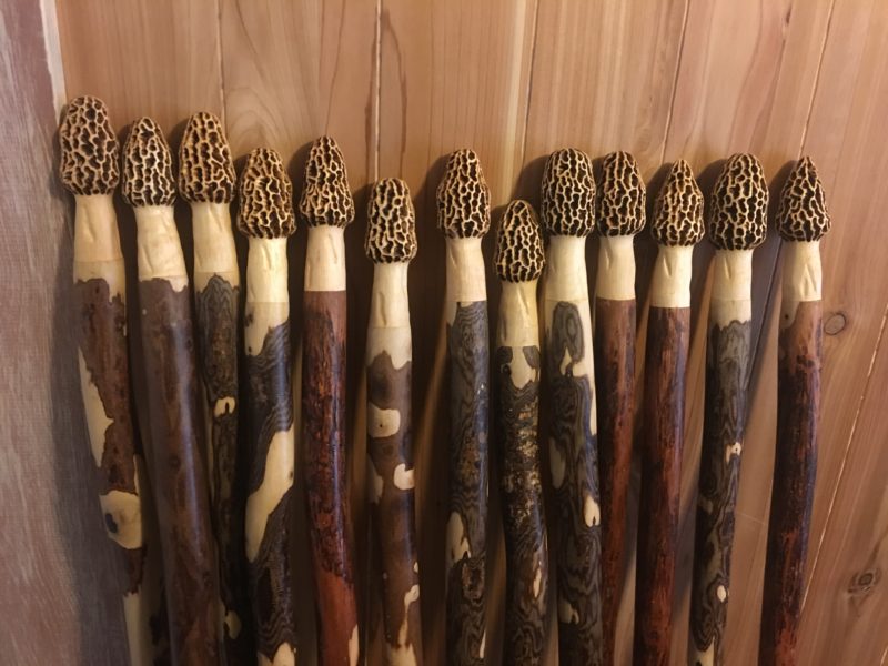 Morel Carved Hiking Sticks